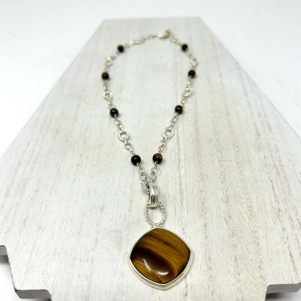Sterling silver, tiger’s eye pendant necklace